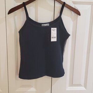 Hard tail cropped tank navy medium with stripes NWT